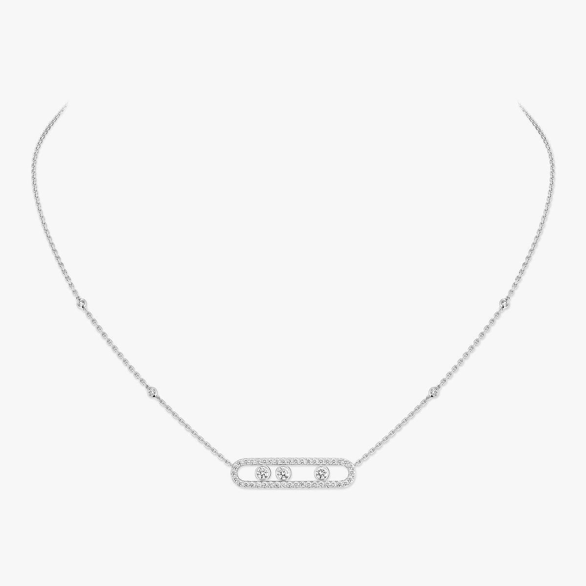[Vintora] Move Pave_ Rose Gold Diamond Necklace