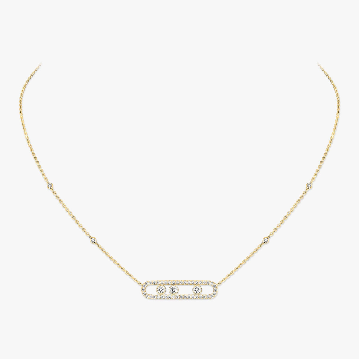 [Vintora] Move Pave_ Rose Gold Diamond Necklace