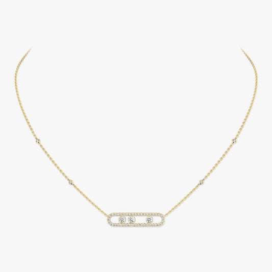[Vintora] Move Pave_ Rose Gold Diamond Necklace