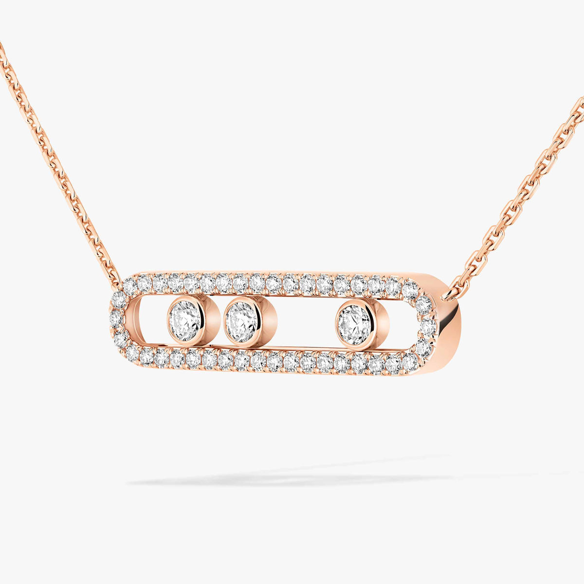 [Vintora] Move Pave_ Rose Gold Diamond Necklace