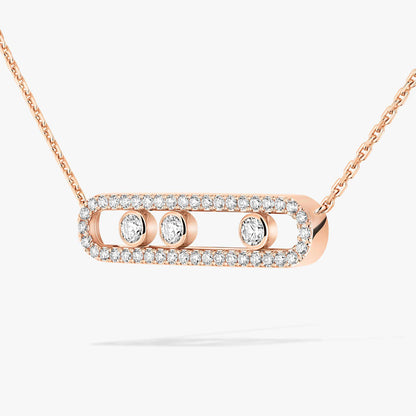 [Vintora] Move Pave_ Rose Gold Diamond Necklace