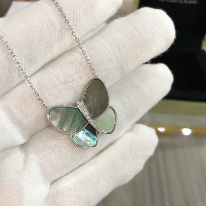 [Vintora]LARGE BUTTERFLY SILVER PENDANT DIAMOND NECKLACE