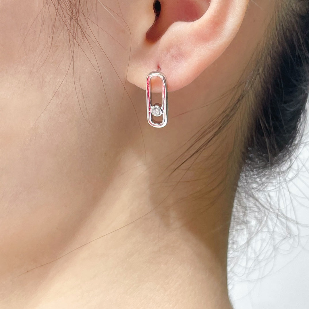 [Vintora]MOVE UNO SMALL 1 DIAMOND EARRINGS