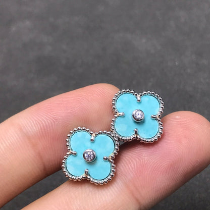 [Vintora]CLOVER 1 DIAMOND BLUE SKY SILVER EARRINGS