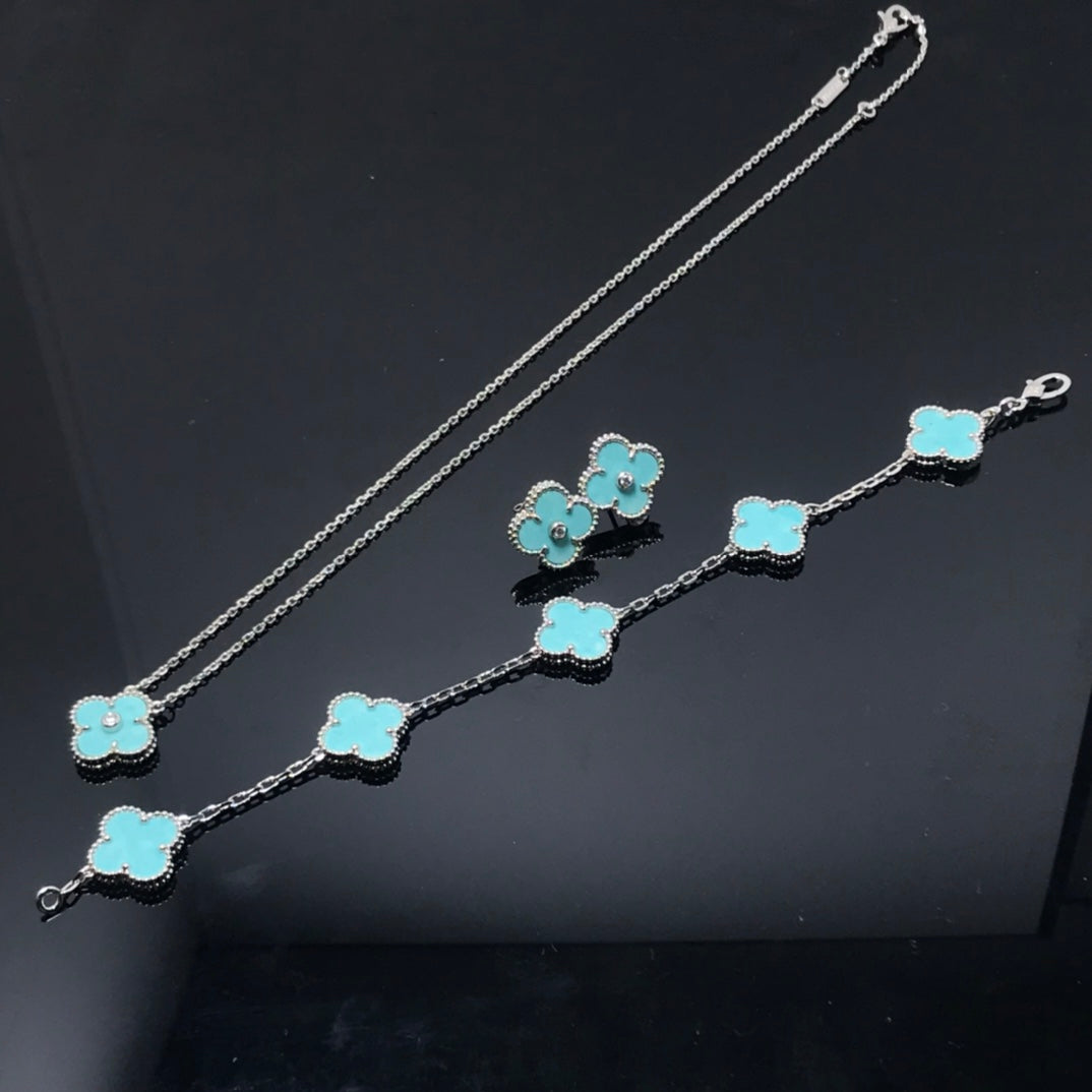 [Vintora]CLOVER 1 DIAMOND BLUE SKY SILVER EARRINGS