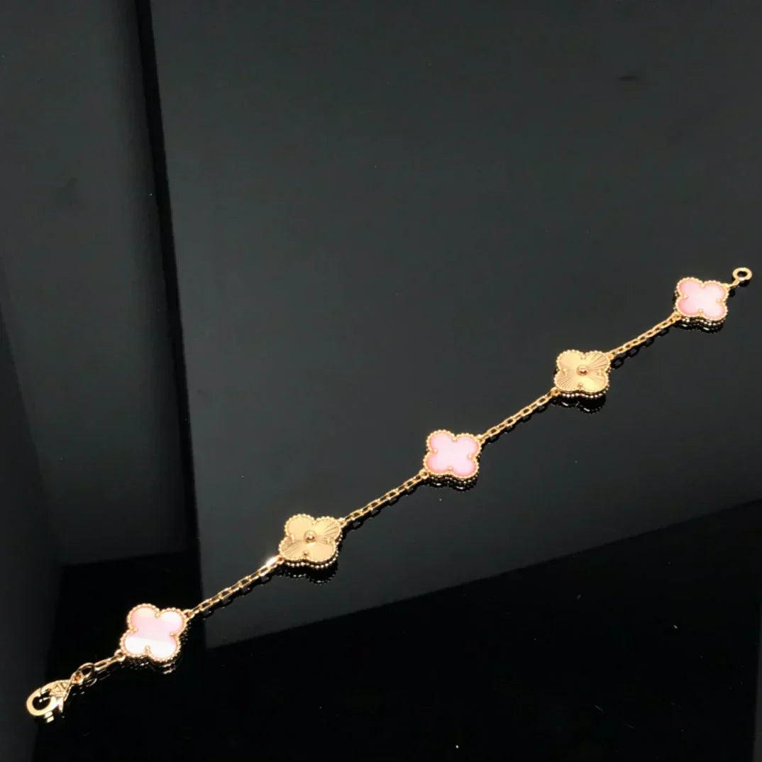 [Vintora] CLOVER 5 MOTIFS  PINK MOP BRACELET COLLECTION