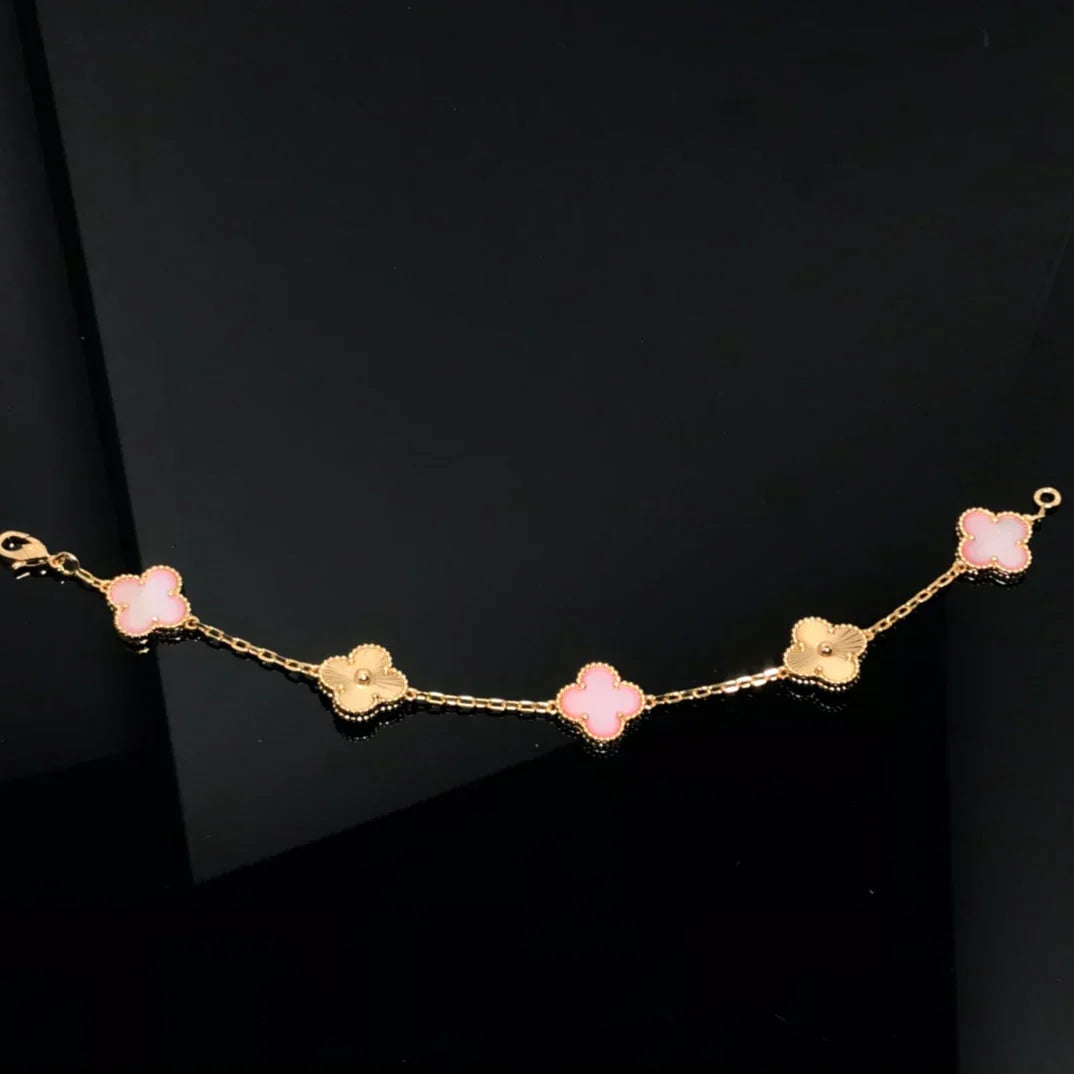 [Vintora] CLOVER 5 MOTIFS  PINK MOP BRACELET COLLECTION