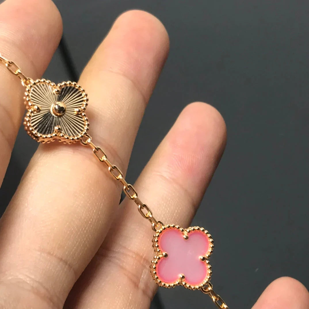 [Vintora] CLOVER 5 MOTIFS  PINK MOP BRACELET COLLECTION