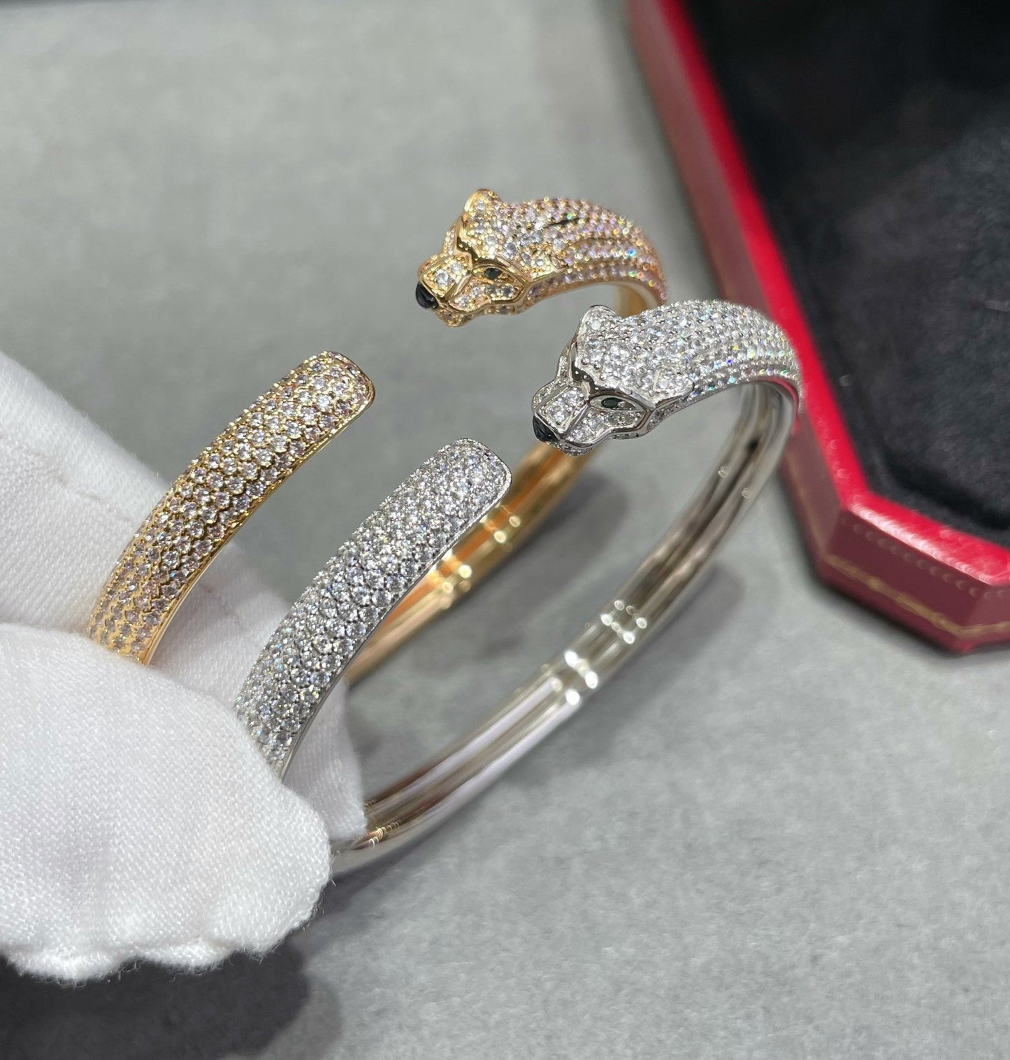 [Vintora]PANTHERE FULL DIAMOND OPEN BRACELET