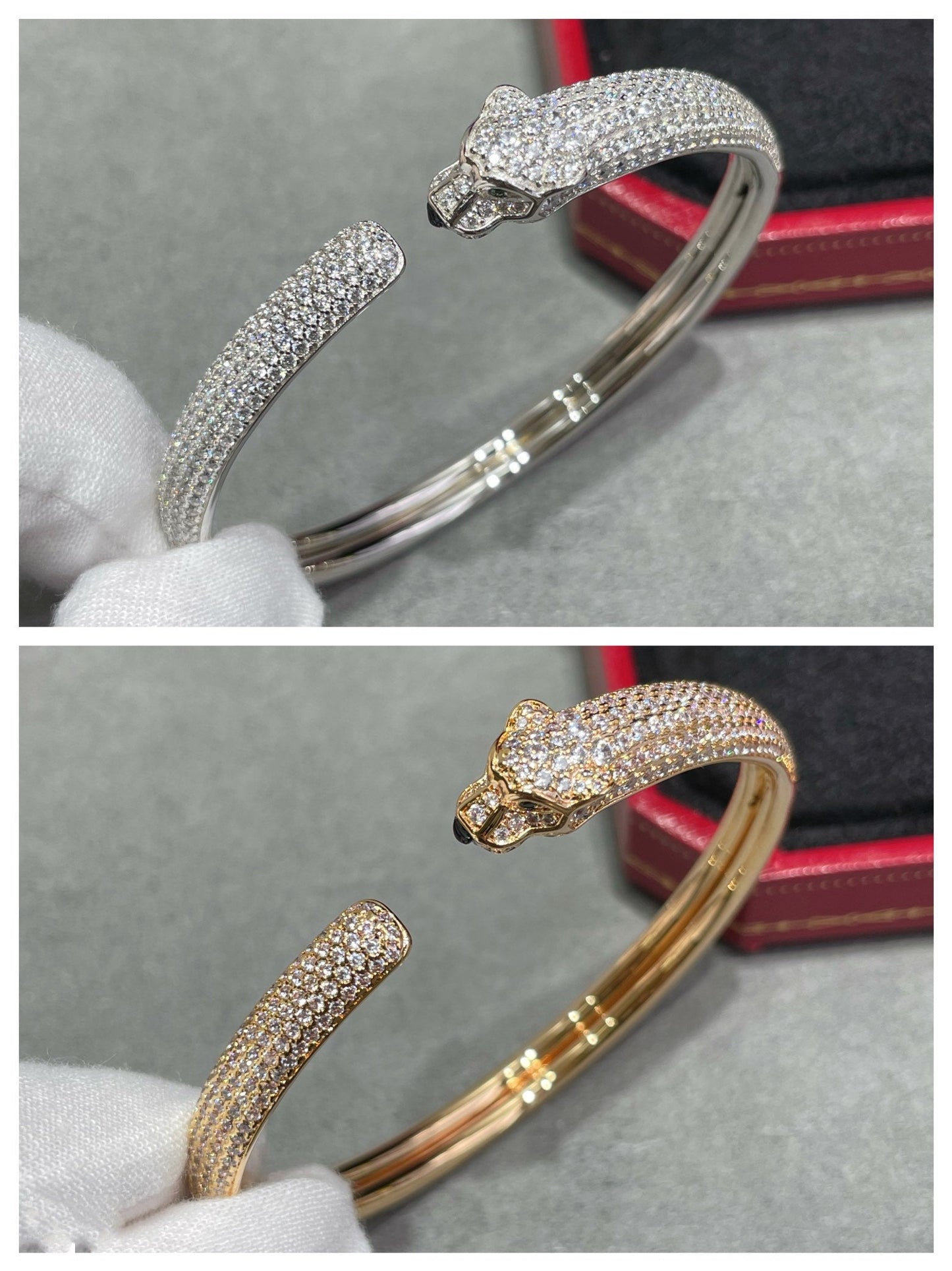 [Vintora]PANTHERE FULL DIAMOND OPEN BRACELET