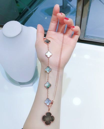 [Vintora]COMBINED BRACELET 5 MOTIFS AND NECKLACE DARK MOP Vintora GOLD