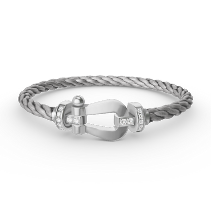 [Vintora]FORCE LARGE HORSESHOE HALF DIAMOND BRACELET SILVER