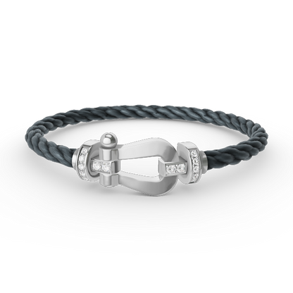 [Vintora]FORCE LARGE HORSESHOE HALF DIAMOND BRACELET SILVER