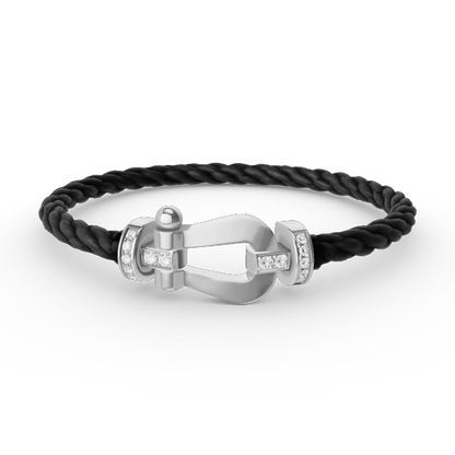 [Vintora]FORCE LARGE HORSESHOE HALF DIAMOND BRACELET SILVER