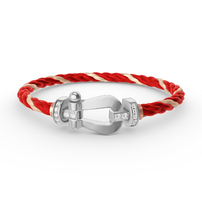 [Vintora]FORCE LARGE HORSESHOE HALF DIAMOND BRACELET SILVER