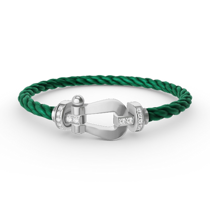 [Vintora]FORCE LARGE HORSESHOE HALF DIAMOND BRACELET SILVER