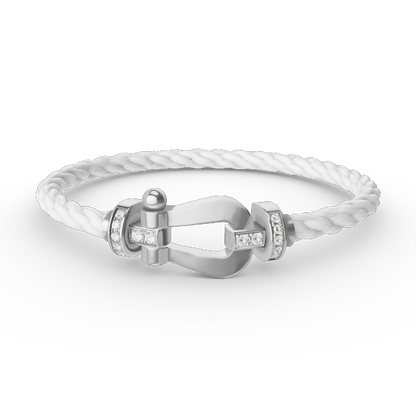 [Vintora]FORCE LARGE HORSESHOE HALF DIAMOND BRACELET SILVER