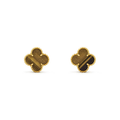 [Vintora]CLOVER MEDIUM 1 MOTIFS TIGER EYE EARRINGS