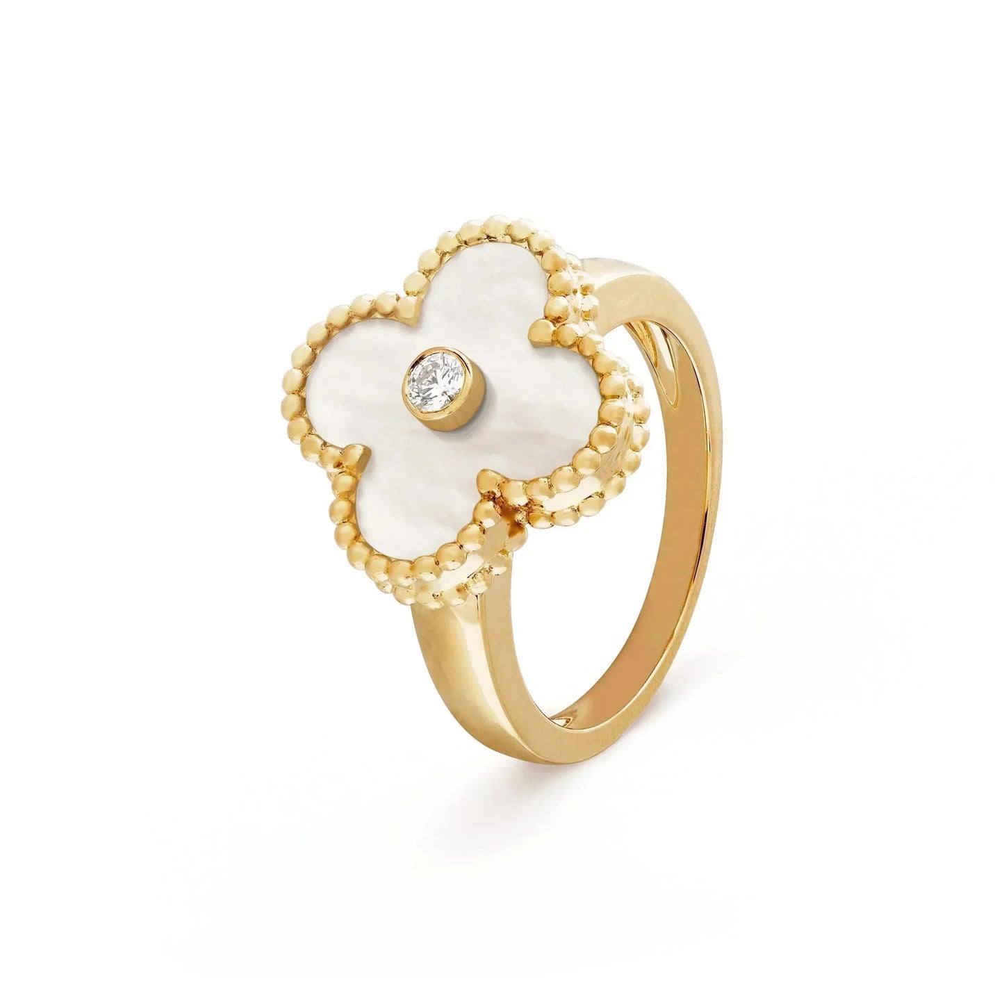 [Vintora]CLOVER PINK MOP RING GOLD DIAMOND