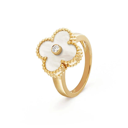 [Vintora]CLOVER PINK MOP RING GOLD DIAMOND